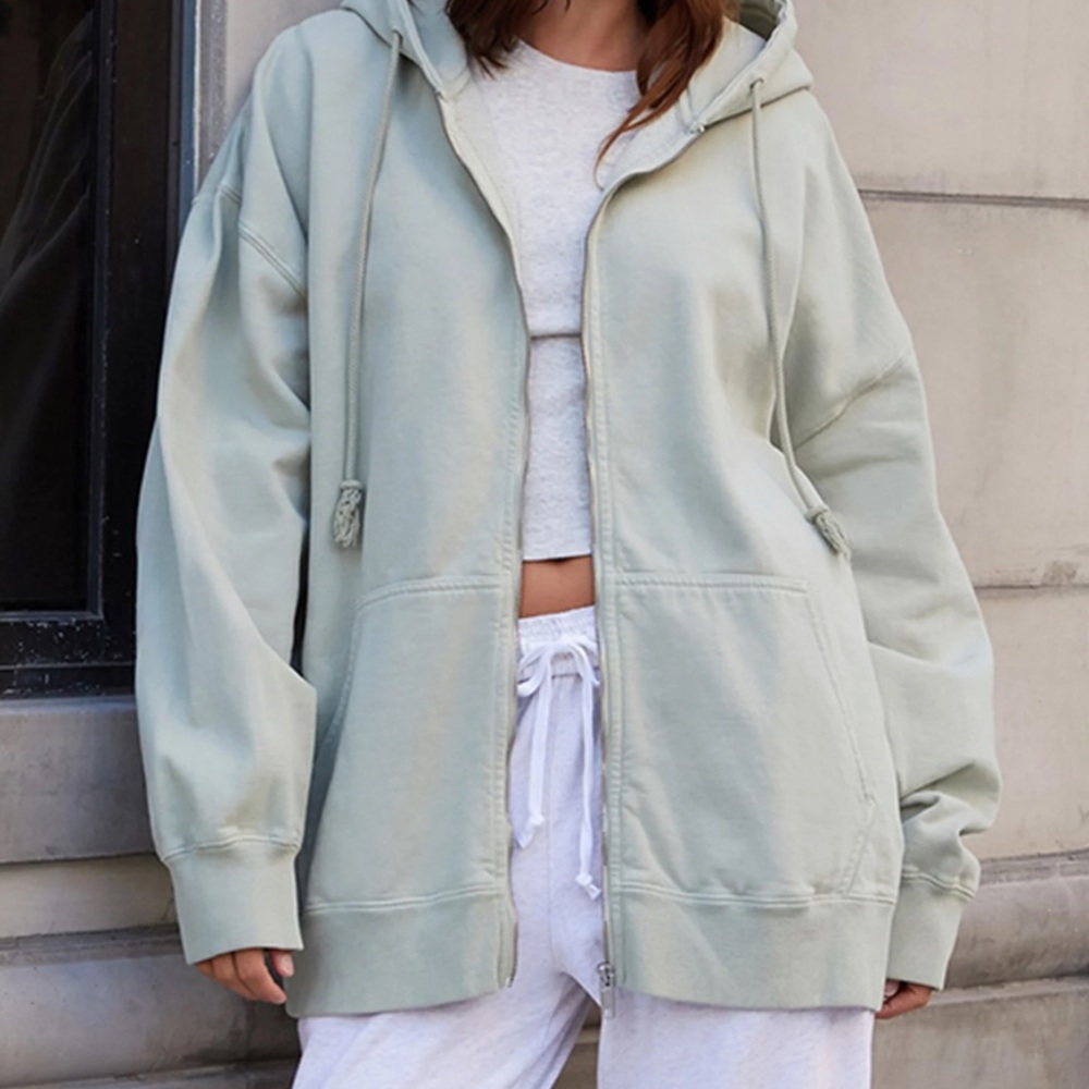 Brandy Melville: John Galt Pale Sage Full Zip Hoodie BRAND NEW